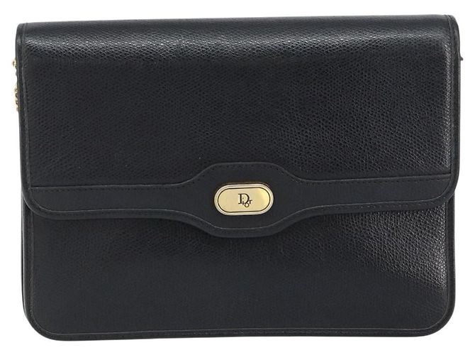 Borsa a spalla con catena Christian Dior in pelle nera e oro Auth 160675 Nero D'oro - vista 2