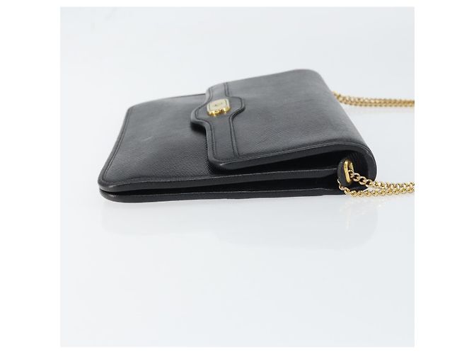 Borsa a spalla con catena Christian Dior in pelle nera e oro Auth 160675 Nero D'oro - vista 4