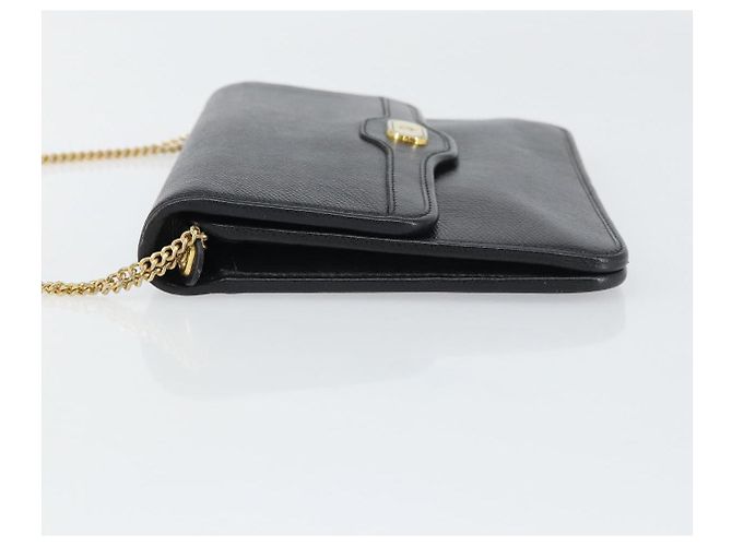 Borsa a spalla con catena Christian Dior in pelle nera e oro Auth 160675 Nero D'oro - vista 5