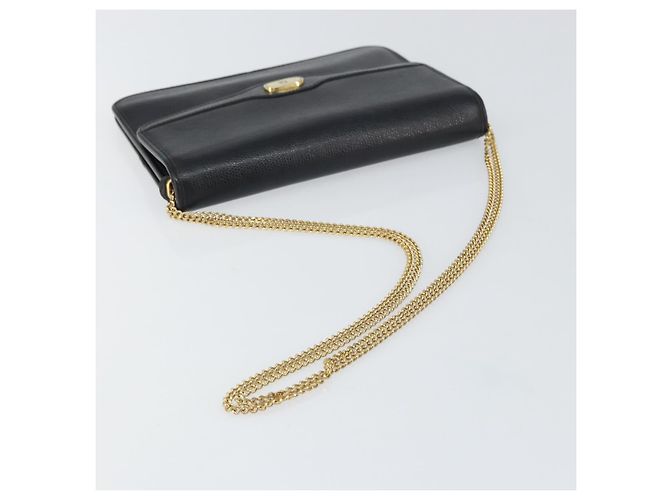 Borsa a spalla con catena Christian Dior in pelle nera e oro Auth 160675 Nero D'oro - vista 7