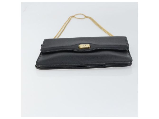 Borsa a spalla con catena Christian Dior in pelle nera e oro Auth 160675 Nero D'oro - vista 9