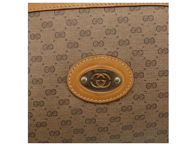 Gucci Borsa a Spalla Micro GG Supreme PVC Beige Oro Auth 160560 D'oro - vista 14
