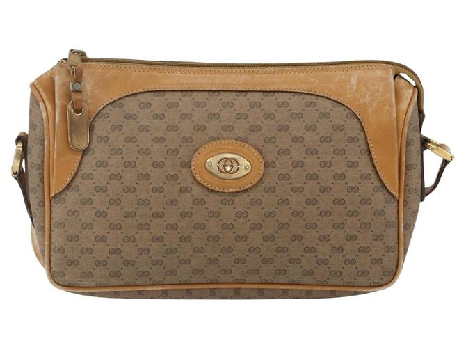 Gucci Borsa a Spalla Micro GG Supreme PVC Beige Oro Auth 160560 D'oro - vista 2