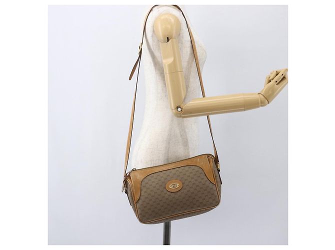 Gucci Borsa a Spalla Micro GG Supreme PVC Beige Oro Auth 160560 D'oro - vista 21