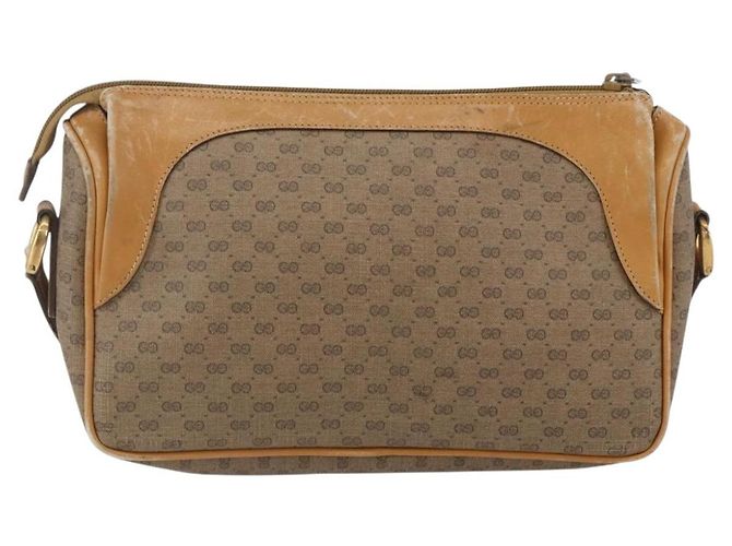 Gucci Borsa a Spalla Micro GG Supreme PVC Beige Oro Auth 160560 D'oro - vista 3