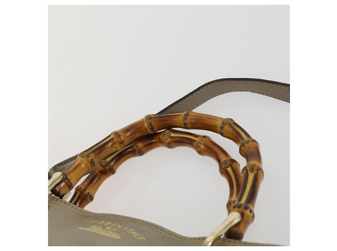 Borsa a mano in pelle Gucci Bamboo 2 in 1 Beige Oro 323660 Auth ka1163 D'oro - vista 10