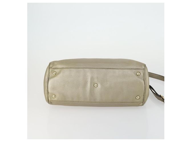 Borsa a mano in pelle Gucci Bamboo 2 in 1 Beige Oro 323660 Auth ka1163 D'oro - vista 11