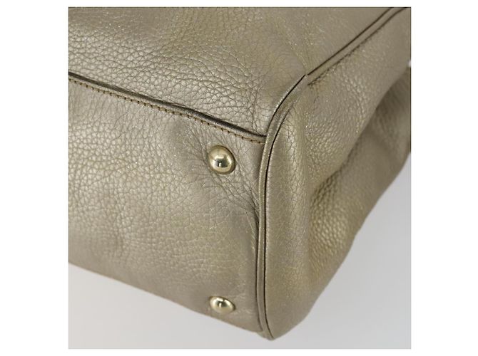 Borsa a mano in pelle Gucci Bamboo 2 in 1 Beige Oro 323660 Auth ka1163 D'oro - vista 12