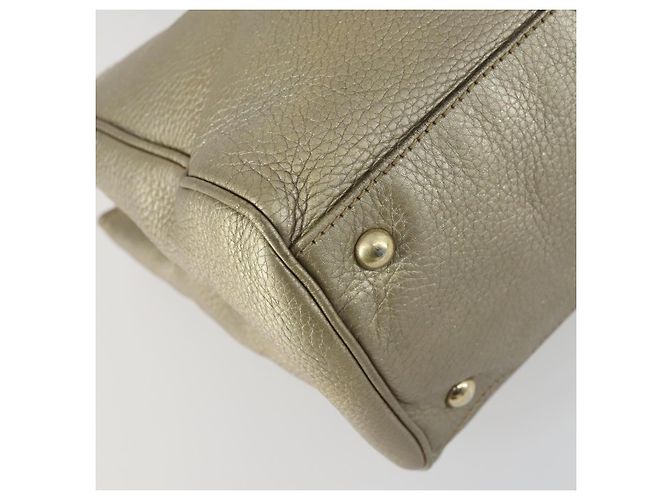 Borsa a mano in pelle Gucci Bamboo 2 in 1 Beige Oro 323660 Auth ka1163 D'oro - vista 15