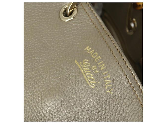 Borsa a mano in pelle Gucci Bamboo 2 in 1 Beige Oro 323660 Auth ka1163 D'oro - vista 16