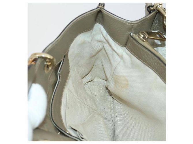 Borsa a mano in pelle Gucci Bamboo 2 in 1 Beige Oro 323660 Auth ka1163 D'oro - vista 18