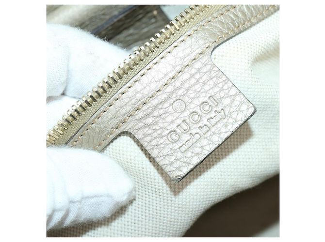 Borsa a mano in pelle Gucci Bamboo 2 in 1 Beige Oro 323660 Auth ka1163 D'oro - vista 20