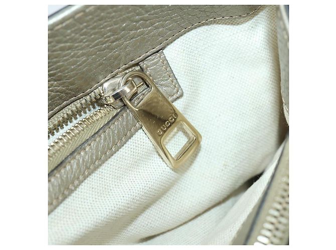 Borsa a mano in pelle Gucci Bamboo 2 in 1 Beige Oro 323660 Auth ka1163 D'oro - vista 21