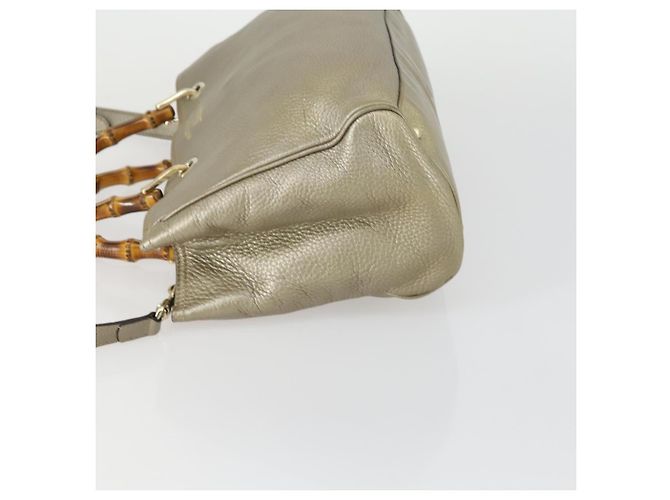 Borsa a mano in pelle Gucci Bamboo 2 in 1 Beige Oro 323660 Auth ka1163 D'oro - vista 5
