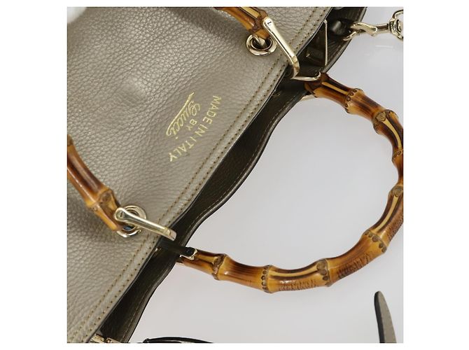 Borsa a mano in pelle Gucci Bamboo 2 in 1 Beige Oro 323660 Auth ka1163 D'oro - vista 6