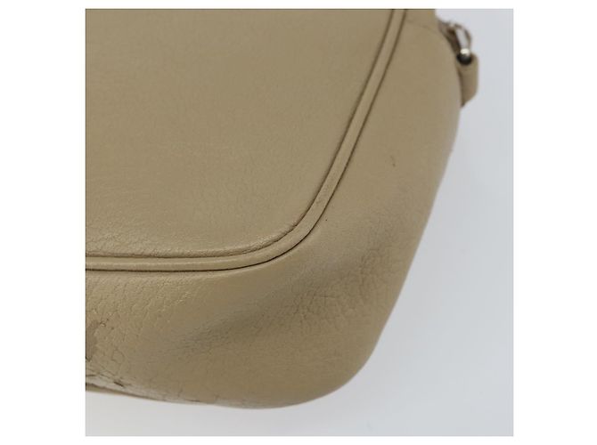 Saint Laurent Bolso de Hombro de Cuero Beige Plata Auth ka1059 - vista 10