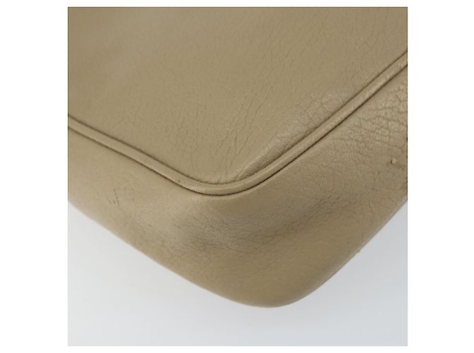 Saint Laurent Bolso de Hombro de Cuero Beige Plata Auth ka1059 - vista 11