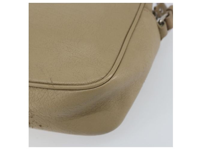 Saint Laurent Bolso de Hombro de Cuero Beige Plata Auth ka1059 - vista 12