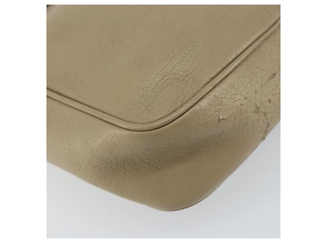 Saint Laurent Bolso de Hombro de Cuero Beige Plata Auth ka1059 - vista 13