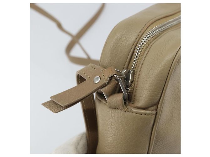 Saint Laurent Bolso de Hombro de Cuero Beige Plata Auth ka1059 - vista 15