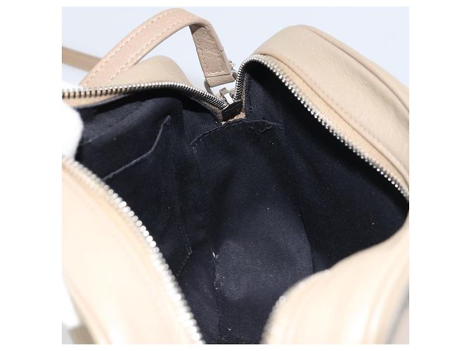 Saint Laurent Bolso de Hombro de Cuero Beige Plata Auth ka1059 - vista 18