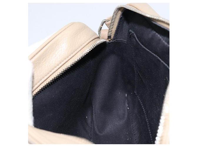 Saint Laurent Bolso de Hombro de Cuero Beige Plata Auth ka1059 - vista 19