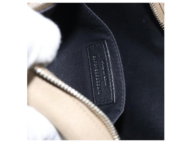 Saint Laurent Bolso de Hombro de Cuero Beige Plata Auth ka1059 - vista 21