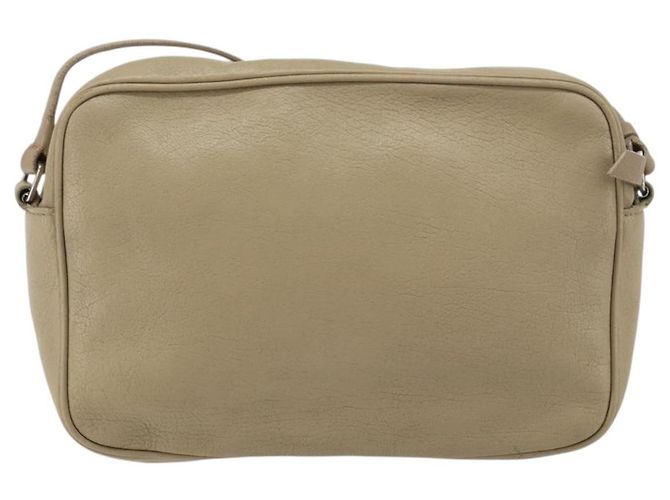 Saint Laurent Bolso de Hombro de Cuero Beige Plata Auth ka1059 - vista 3