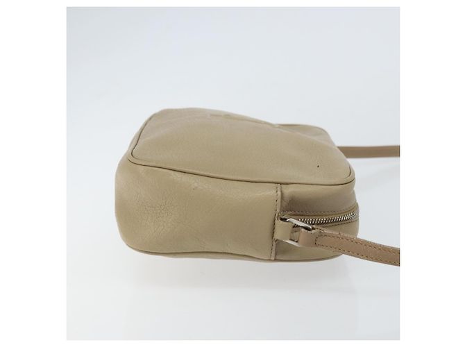 Saint Laurent Bolso de Hombro de Cuero Beige Plata Auth ka1059 - vista 4
