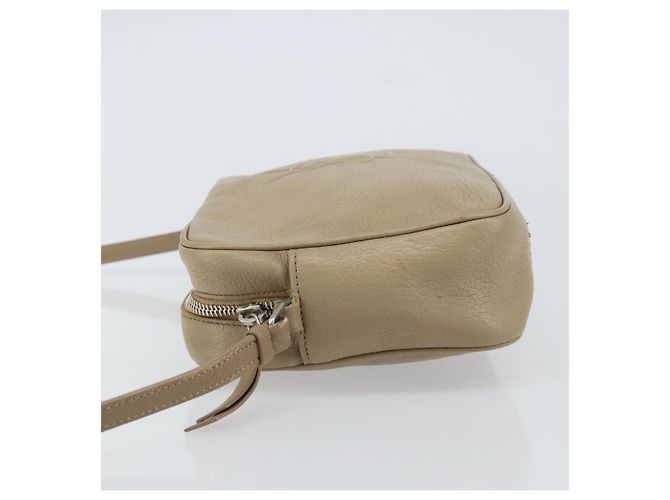 Saint Laurent Bolso de Hombro de Cuero Beige Plata Auth ka1059 - vista 5