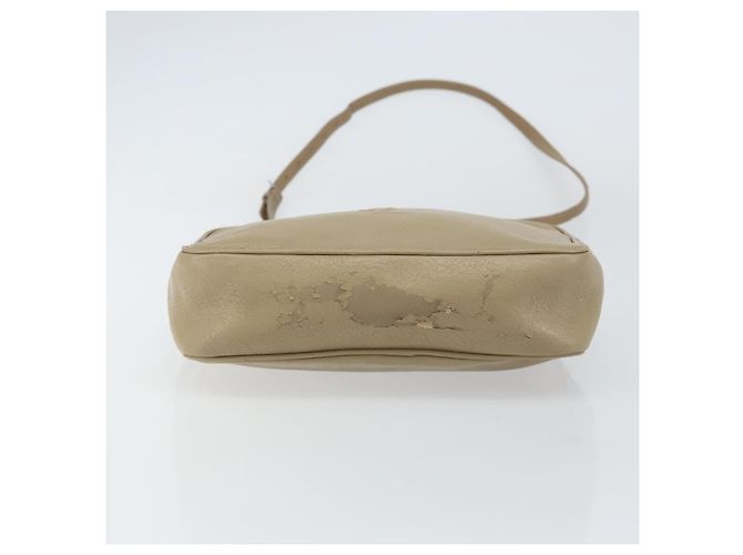 Saint Laurent Bolso de Hombro de Cuero Beige Plata Auth ka1059 - vista 9