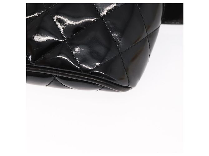CHANEL Gürteltasche Matelassé Lackleder Schwarz Gold CC Auth 158866SAV - Ansicht 11