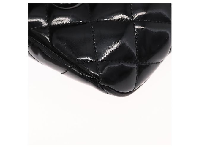 CHANEL Gürteltasche Matelassé Lackleder Schwarz Gold CC Auth 158866SAV - Ansicht 12