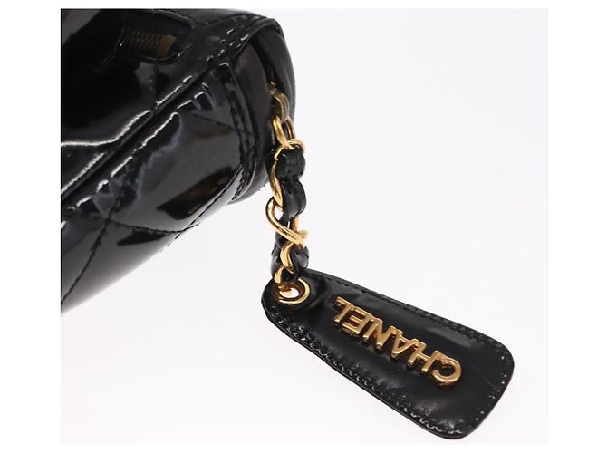 CHANEL Gürteltasche Matelassé Lackleder Schwarz Gold CC Auth 158866SAV - Ansicht 14