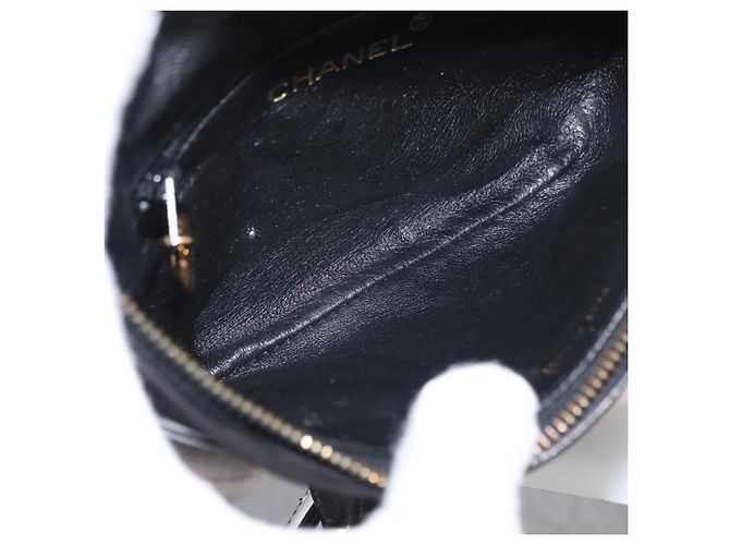 CHANEL Gürteltasche Matelassé Lackleder Schwarz Gold CC Auth 158866SAV - Ansicht 17