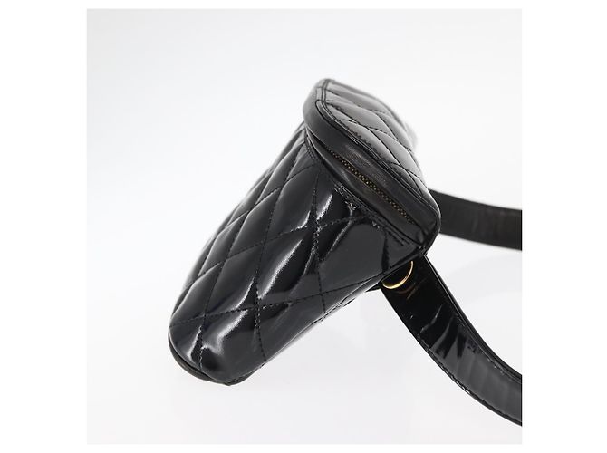 CHANEL Gürteltasche Matelassé Lackleder Schwarz Gold CC Auth 158866SAV - Ansicht 4