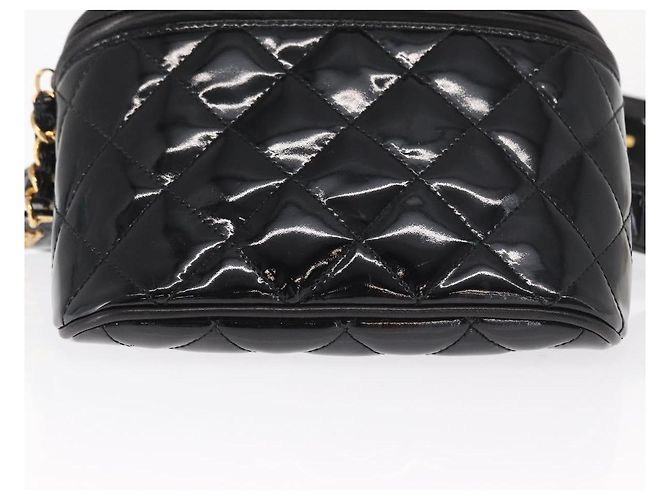 CHANEL Gürteltasche Matelassé Lackleder Schwarz Gold CC Auth 158866SAV - Ansicht 9
