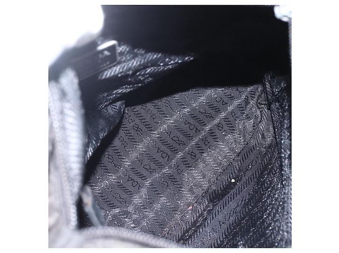 PRADA Borsa a mano in nylon nero argento Auth ar13894 - vista 10