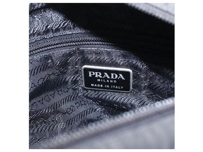 PRADA Borsa a mano in nylon nero argento Auth ar13894 - vista 19