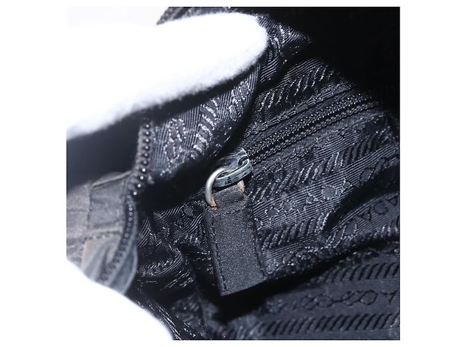 PRADA Borsa a mano in nylon nero argento Auth ar13894 - vista 20