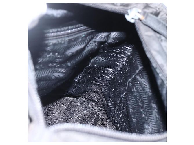 PRADA Borsa a mano in nylon nero argento Auth ar13894 - vista 21