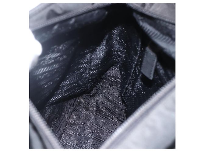 PRADA Borsa a mano in nylon nero argento Auth ar13894 - vista 22