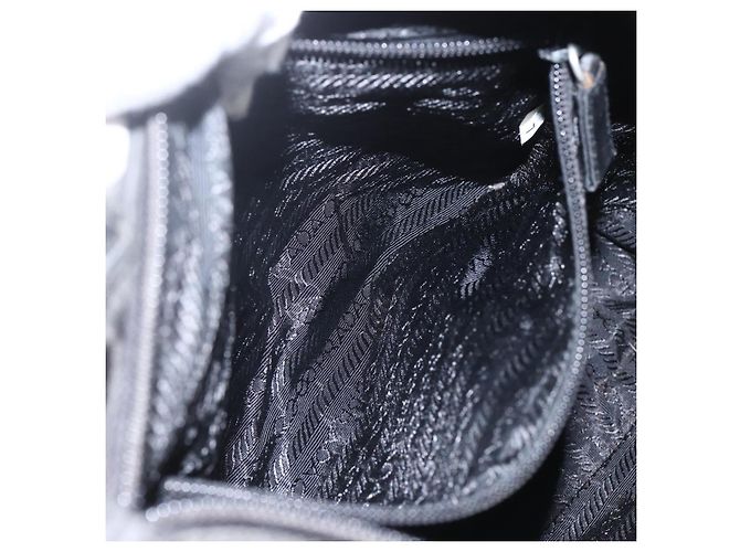 PRADA Borsa a mano in nylon nero argento Auth ar13894 - vista 23