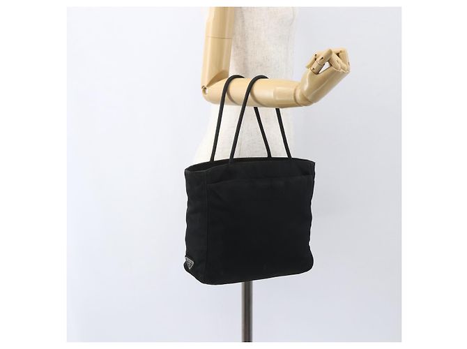 PRADA Borsa a mano in nylon nero argento Auth ar13894 - vista 25