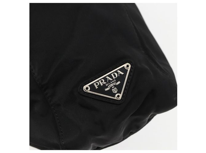 Bolso Tote Prada de Nailon Negro Plata Auth 158382 - vista 10