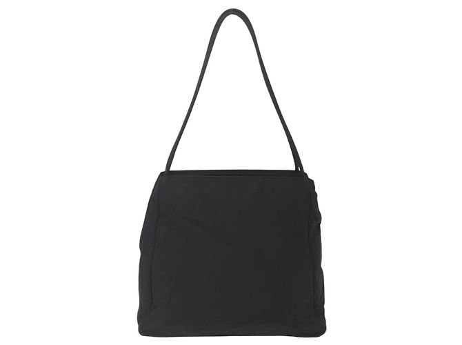 Bolso Tote Prada de Nailon Negro Plata Auth 158382 - vista 2