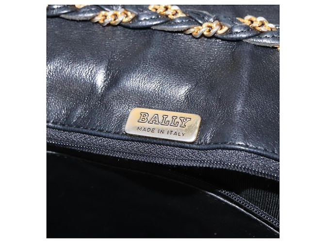 BALLY Borsa a Spalla con Catena Pelle Nera Oro Auth 160803 Nero D'oro - vista 19