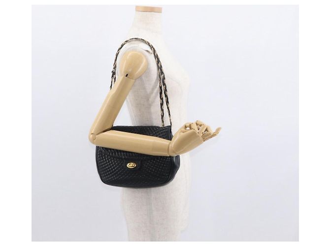 BALLY Borsa a Spalla con Catena Pelle Nera Oro Auth 160803 Nero D'oro - vista 22