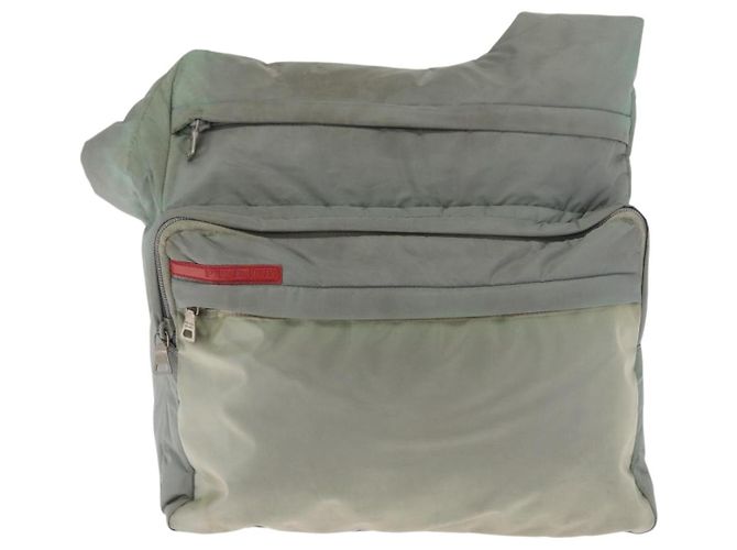 PRADA Borsa a Spalla Sportiva in Nylon Verde Argento Auth ka1103 - vista 13