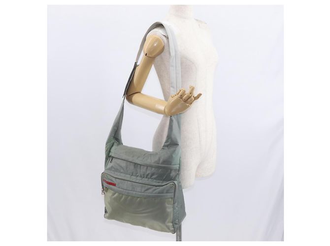 PRADA Borsa a Spalla Sportiva in Nylon Verde Argento Auth ka1103 - vista 22